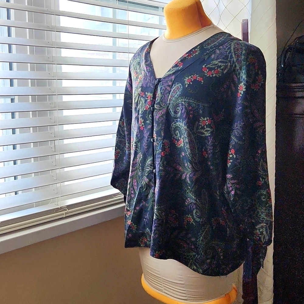 Gorgeous Dark Femme Floral Jessica Simpson Blouse, Sz 1X
